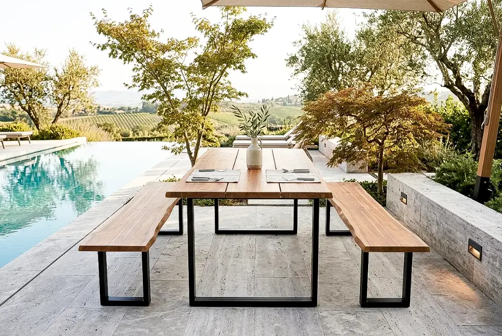 WOOD TOP METAL FRAME DINING SET - TPDNF01-2