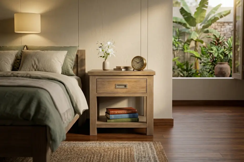 NIGHTSTAND WITH DRAWER AND SHELF - TPNDS01