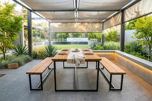WOOD TOP METAL FRAME DINING SET - TPDNF01